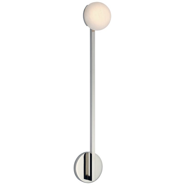 Kelly Wearstler for Visual Comfort Signature Pedra 26" Single Sconce in Polished Nickel with Alabaster For Sale