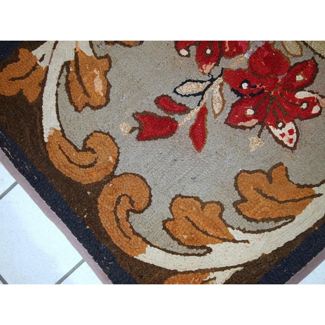 Red 1900s Handmade Antique American Hooked Rug 2.4' X 4.1' For Sale - Image 8 of 10