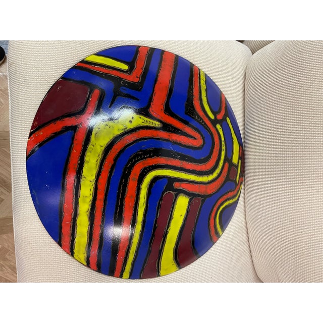 Royal Blue Larry Domsky Multi Color Glass Art With Metal Stand For Sale - Image 8 of 10