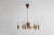 Danish Modern Teak, Brass and Opal Glass Chandelier from Temde, in Good conditions. Designed 1960 to 1969 Up to 250V...