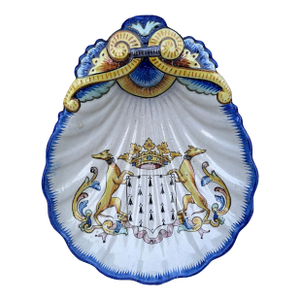 19th Century French Faience Shell Platter Hb Quimper