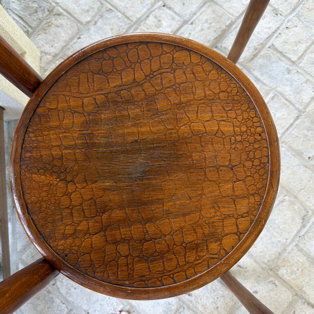 Set of 4 Antique Mundus/Attributed to Thonet Bentwood Bistro Chairs With Crocodile Pattern For Sale - Image 9 of 12