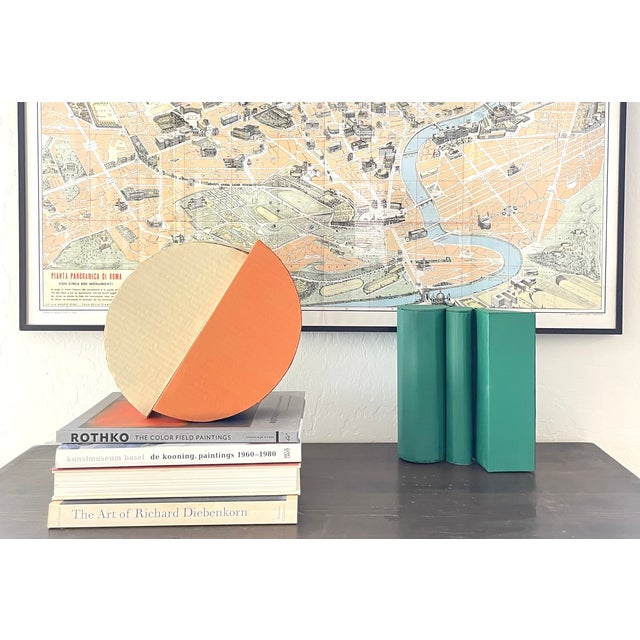 Paper Cardboard Sculpture With Orange and Beige For Sale - Image 7 of 9
