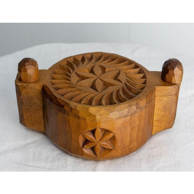 French Hand-Carved Salt Box in Cembro Pine, 1950 For Sale - Image 11 of 13