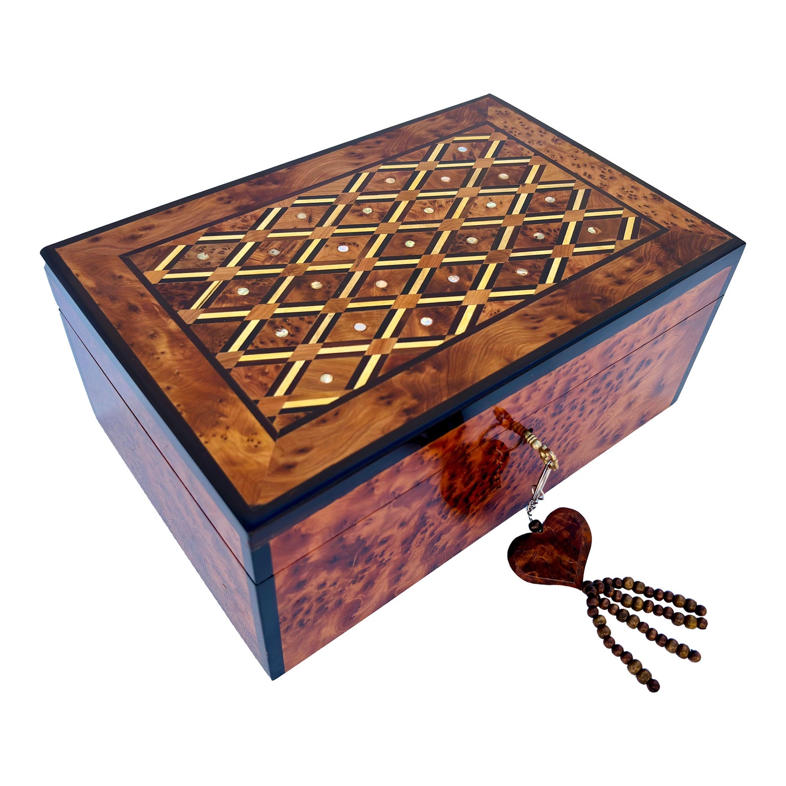 Handcrafted Wooden Jewelry Box With Lock | Chairish