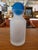 Vintage Frosted Glass Decanter / Bottle With Cobalt Blue Ball Stopper For Sale - Image 10 of 14