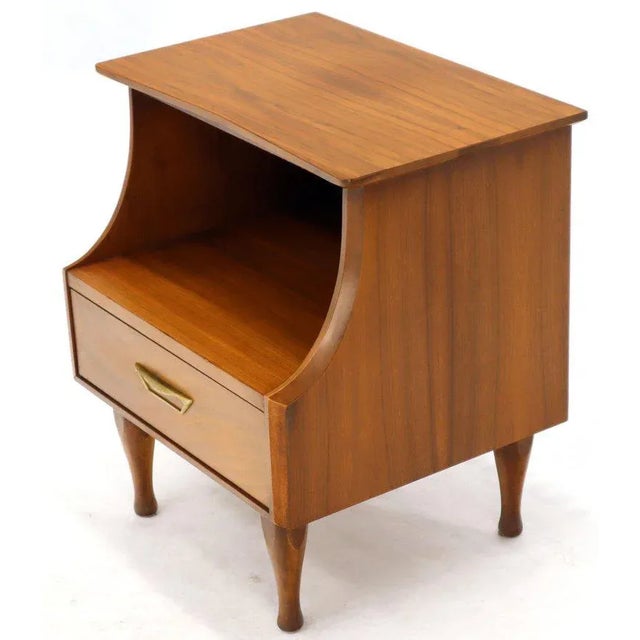 Paint Mid-Century Modern Light Walnut One Drawer Step Nightstands - a Pair For Sale - Image 7 of 10