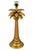 A stunning vintage Hollywood Regency table lamp featuring an ornate gilt palm tree design with beautifully detailed...