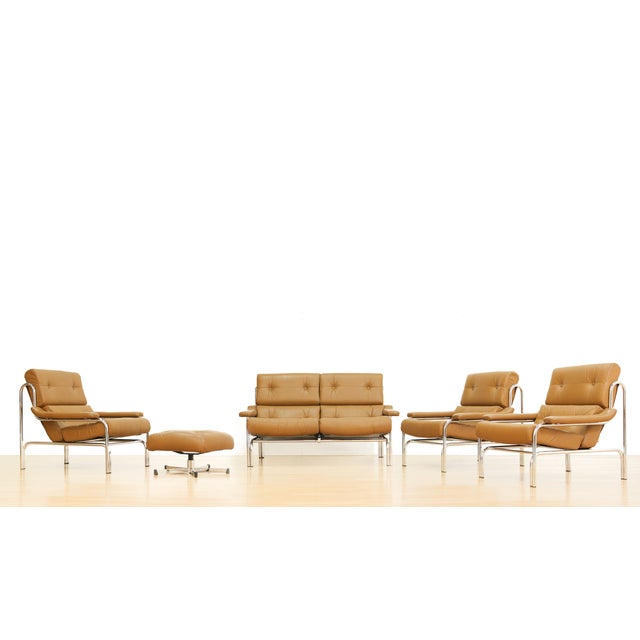 A striking and exceptionally comfortable vintage 'Alpha' lounge suite by Pieff, one of Britain's most celebrated luxury...