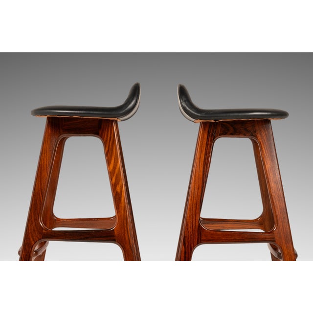 Brown Set of Two ( 2 ) Danish Modern Model Od-61 Counter Height Bar Stools in Rosewood by Erik Buch for o.d. Mobler, Denmark, 1960's For Sale - Image 8 of 18