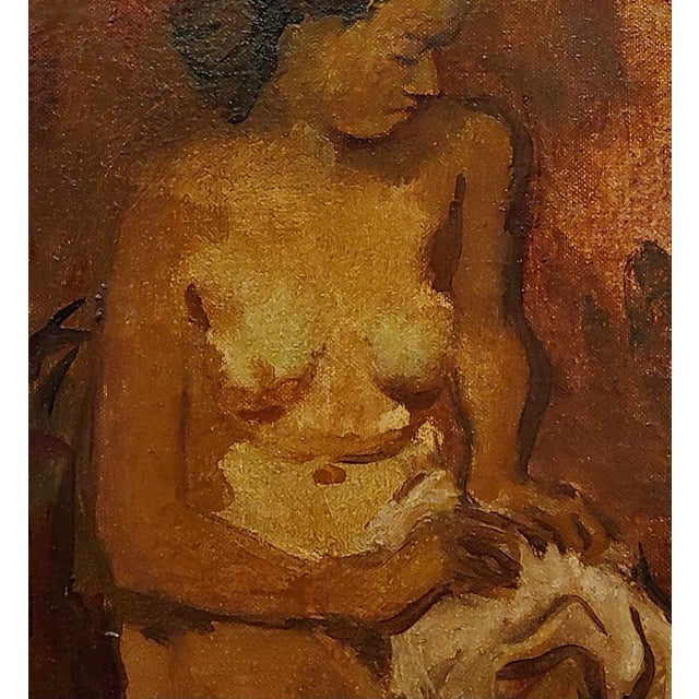 Figurative Moses Soyer -1930s Portrait of a Seated Nude Female -Oil Painting For Sale - Image 3 of 8