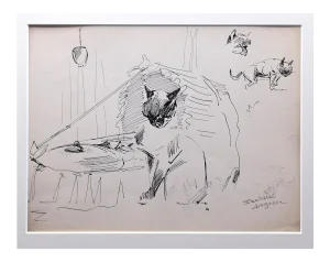 Marie Paulette Lagosse, The Cats, Pen on Paper, 1970s