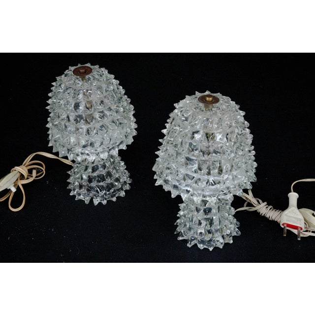 Italian Murano Glass Rostrato Table Lamps attributed to Ercole Barovier, 1940s, Set of 2 For Sale - Image 11 of 15