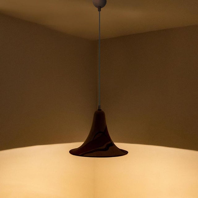 Cone Beige Orange Ceramic Pendant Light, 1970 For Sale - Image 14 of 15