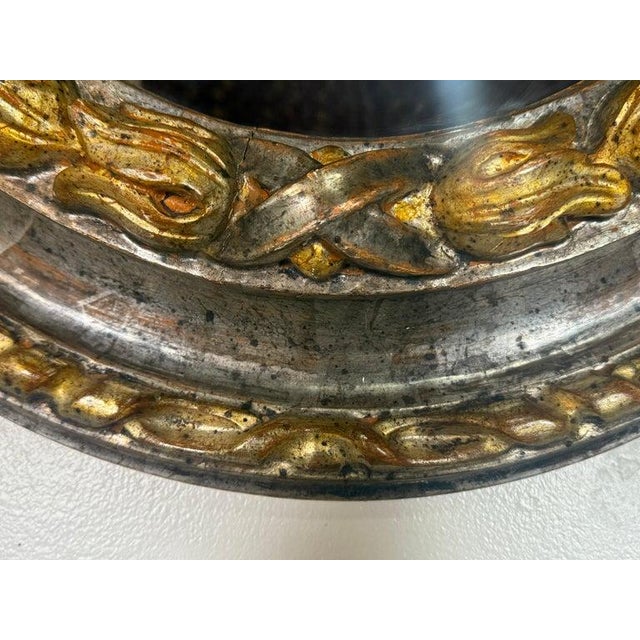Neoclassical 19th Century Italian Oval Mirror in Burnished Silver Leaf and Gold For Sale - Image 3 of 8
