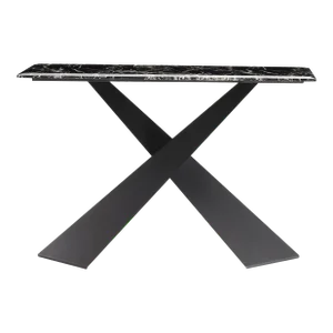 Pasargad Home Luxe Marble Top Console Table, Black