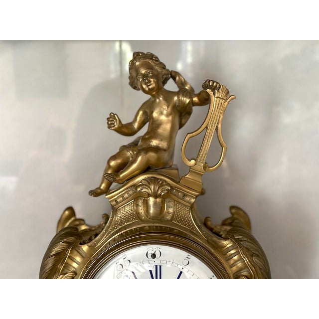 19th C French Louis XVI Gold Bronze Mantel Clock - 1 Pc For Sale - Image 15 of 18