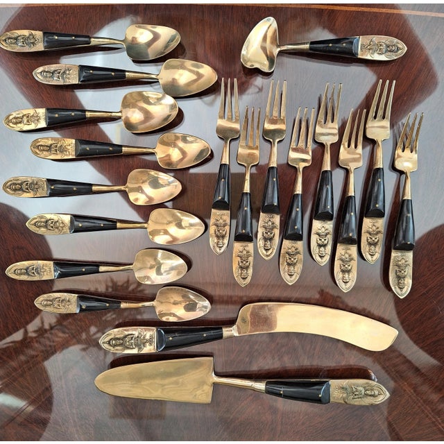Metal LastChance!Mid Century Siam Dessert Utensil Set for 8 - 20 Pieces For Sale - Image 7 of 12