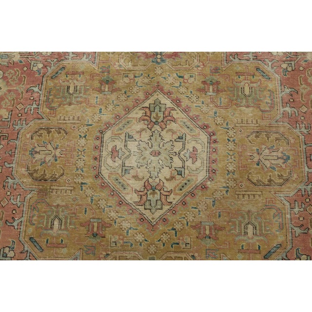 Tabriz Rug 9’8” X 12’8” Pink Wool Vintage Distressed Hand-Knotted Carpet For Sale In Philadelphia - Image 6 of 15