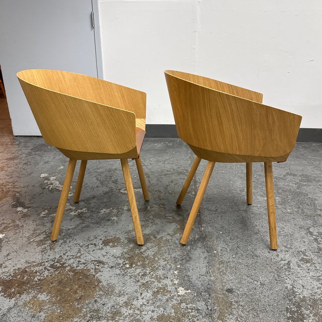 Stefan Diez for E15 Ch04 Houdini Oak + Leather Armchairs, Pair For Sale In San Francisco - Image 6 of 12