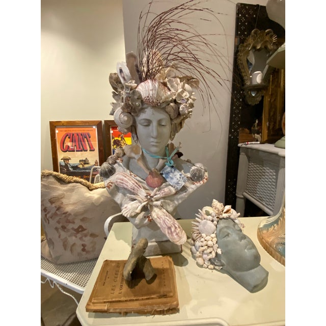 Hollywood Regency Shell Bust, “May River Venus” by Artist Fancy, May River Neptune, Signed For Sale - Image 3 of 12
