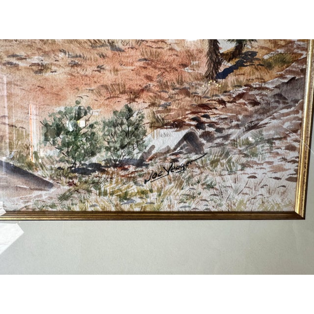 1980s 1980s Vintage Desert Landscape Watercolor Painting by Joe Yeager – Framed For Sale - Image 5 of 12