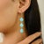 These elegant drop dangle earrings showcase three natural turquoise cabochons totaling 11.2 carats, arranged in a 14k...
