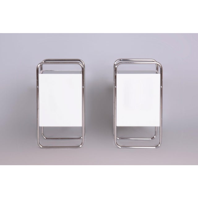 1930s Bauhaus Bedside Tables in Chrome by Vichr, 1930s, Set of 2 For Sale - Image 5 of 9