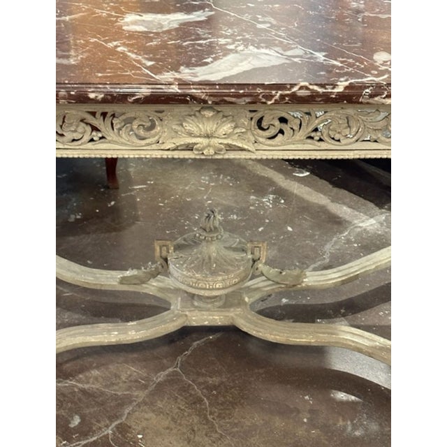 19th Century French Louis XVI Carved and Painted Center Table For Sale - Image 4 of 7