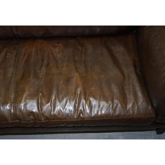 Vintage Brown Leather Sofa For Sale - Image 16 of 18