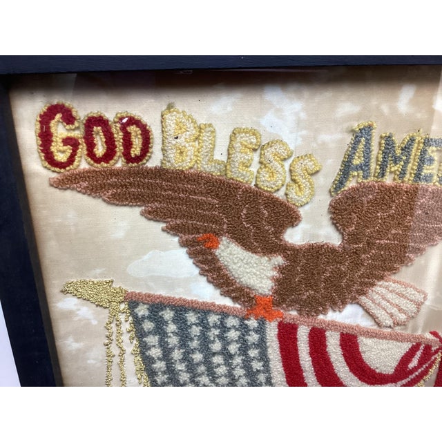 Antique Patriotic American Eagle Needlework Framed Picture For Sale - Image 4 of 6