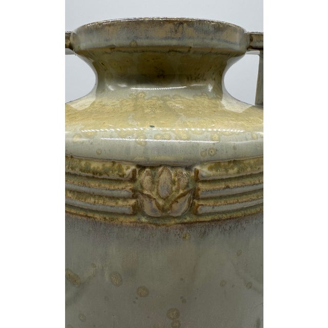 2000 - 2009 Global Views Grecian Style Celadon Amphora Urn | Reactive Glaze Ceramic Vase For Sale - Image 5 of 7
