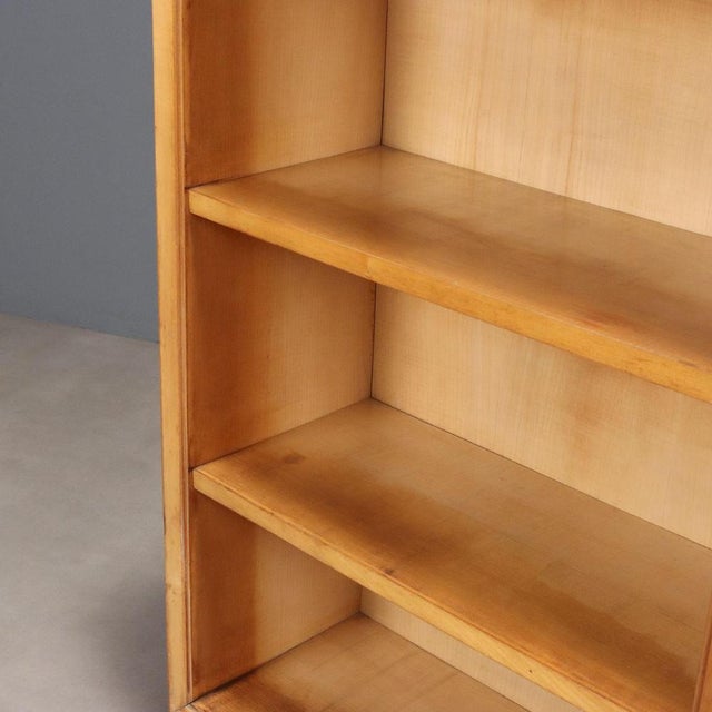 Small Vintage Bookcase in Poplar and Veneer Glass, 1950s For Sale - Image 6 of 9
