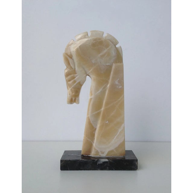 1970s Vintage C.1970's Tall Marble Trojan Horse on Marble Base For Sale - Image 5 of 11