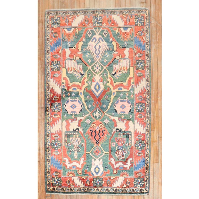 late 20th century 100 % vegetable dyed one of a kind Persian Gabbeh Scatter rug with a dramatic large scale design on a...