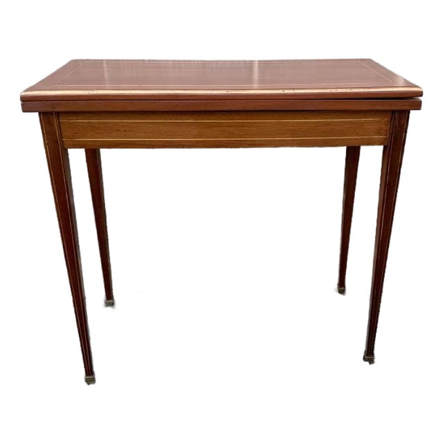 Antique Federal Style Petite Sized Inlaid Flip Top Game Console Table For Sale