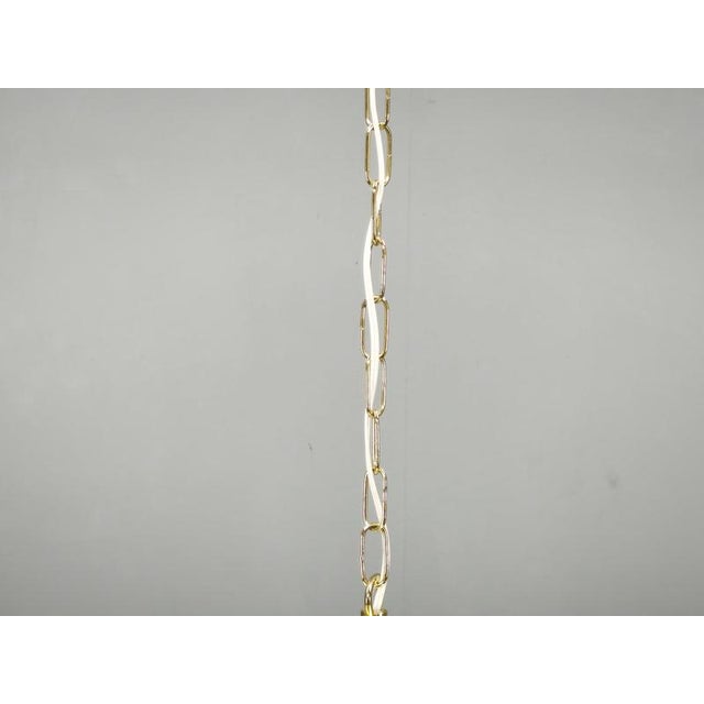 Metal Italian Murano Glass Swirl Pendant Light with Brass, 1970s For Sale - Image 7 of 12