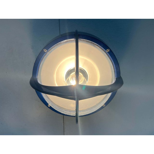 Mid-Century Modern Danish Pirate Blue Metal Outdoor Wall Lamp by Eva and Nils Koppel, Gert Edstrand for Nordisk Solar, 1960s For Sale - Image 9 of 18