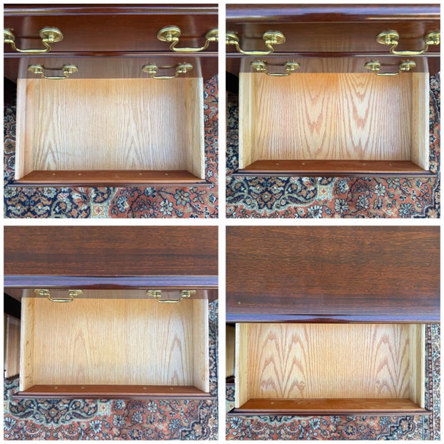 Ethan Allen Vintage Chippendale Solid Mahogany 4 Drawer Nightstand Chests Attr. Crescent Furniture For Sale - Image 4 of 14