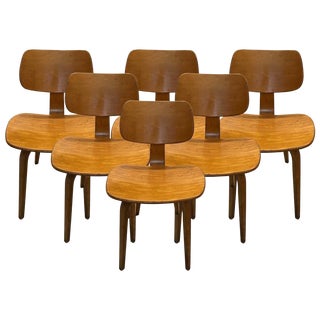 Vintage Mid Century Thonet Bent Plywood Chairs- Set of 6 For Sale