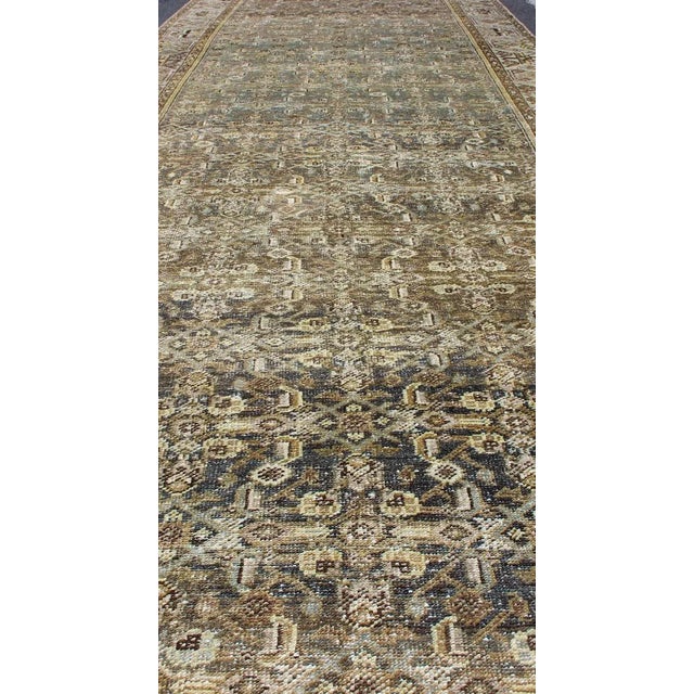 Wide and Long Antique Persian Malayer Runner With All-Over Design in Gray 4'10 X 18 For Sale - Image 11 of 16