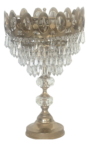 Brass, Metal and Lead Crystal Table Lamp, 1970s