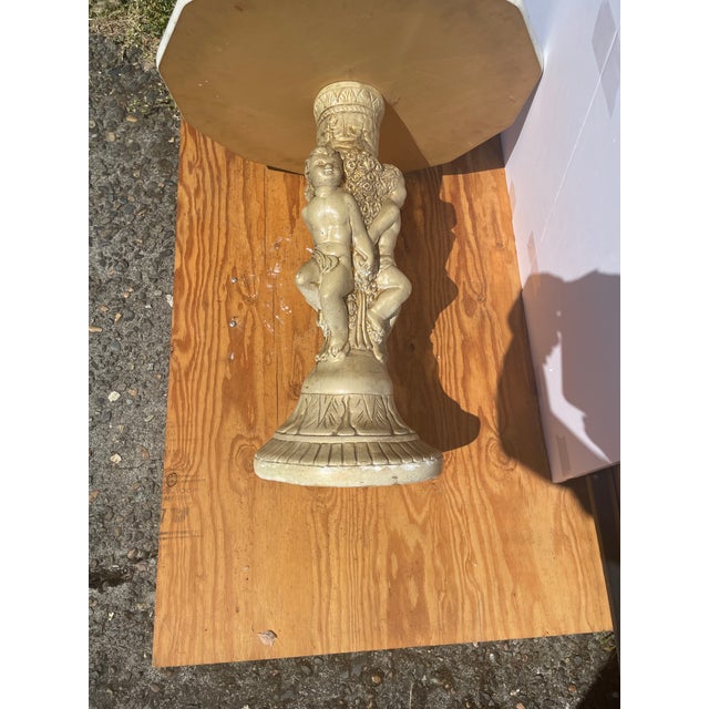 Mid 20th Century Vintage Mid-Century Ornate Marble (Style) Cherub Accent Table or Pedestal Shabby Chic, Neoclassical, and Maximalist For Sale - Image 5 of 5