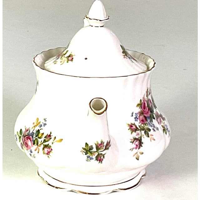 Royal Albert 1990s Royal Albert-“ Moss Rose” English Fine Bone China Teapot For Sale - Image 4 of 10