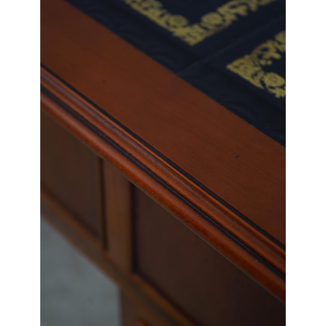 Reprodux English Style Leather Top Yew Wood Desk For Sale - Image 13 of 18