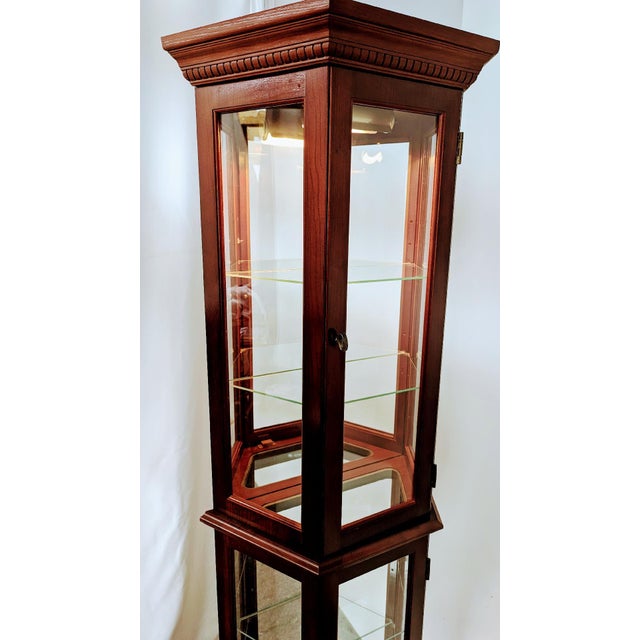 Modern Vintage Pulaski Special Design Modern Curio Half Hex Cabinet For Sale - Image 3 of 8