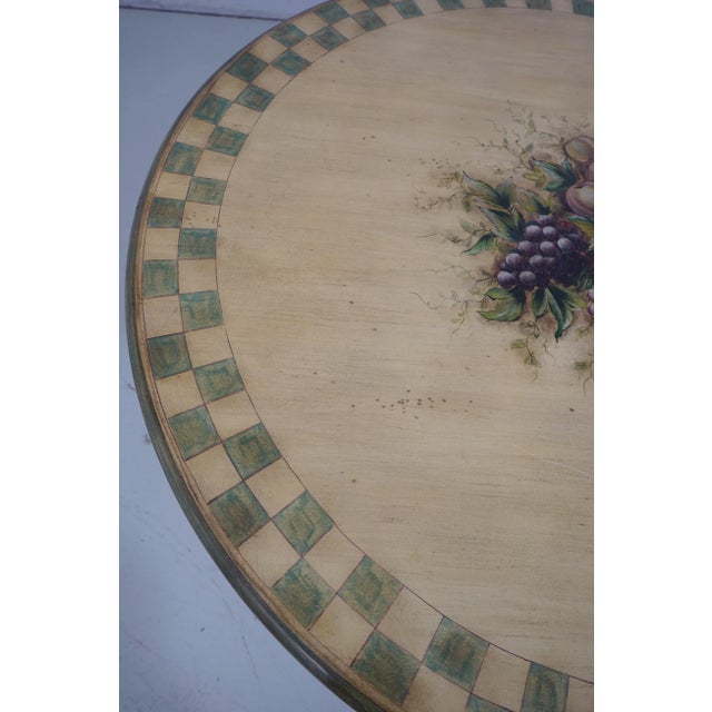 Brown Country Paint Decorated Round Dining Room Table For Sale - Image 8 of 12