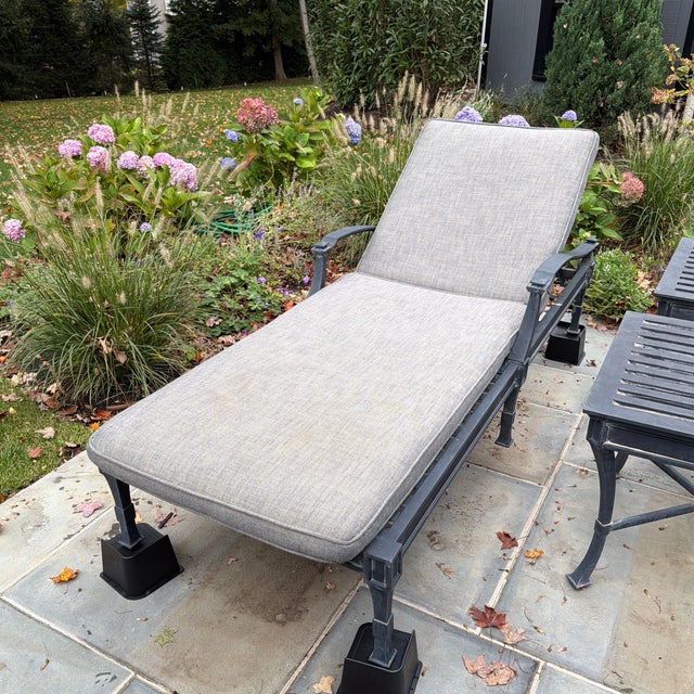 Restoration Hardware Antibes Zinc Chaise Lounge Chairs With Cushions ($1500 for Pair $750 Each) For Sale In New York - Image 6 of 11