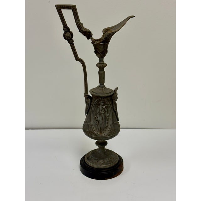 1910s Antique Victorian Neoclassical Metal Mantle Ewer For Sale - Image 5 of 10