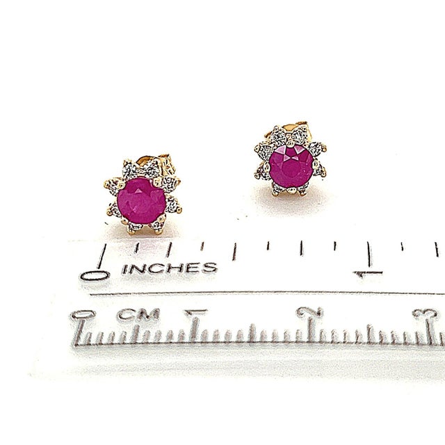 Natural Ruby Diamond Earrings 14k Gold 1.25 TCW Certified For Sale - Image 9 of 14